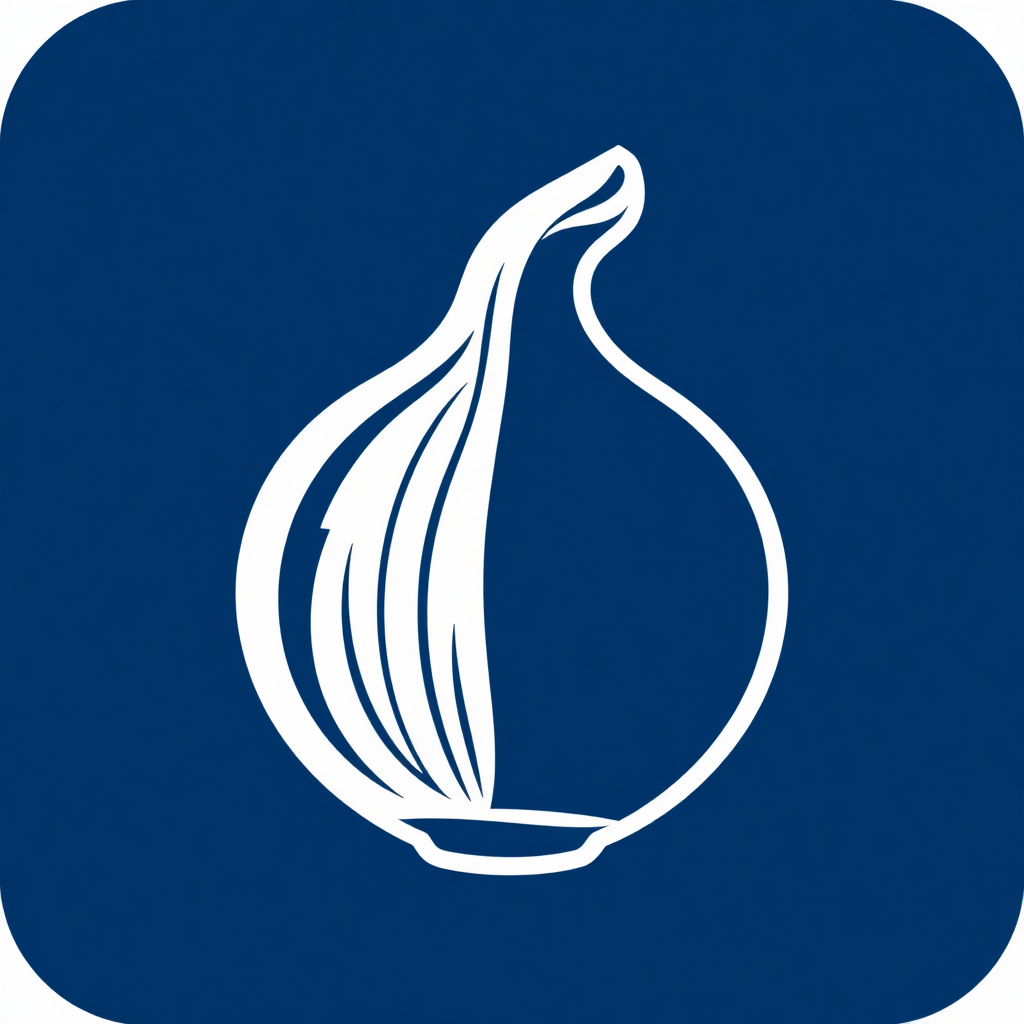 Onion link icon, a stylized dark blue onion with a globe symbol