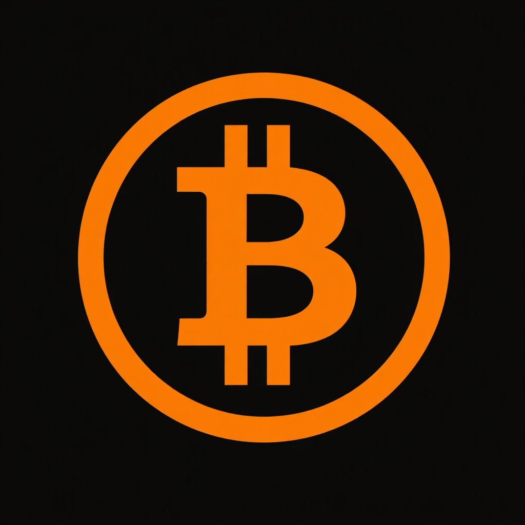 Bitcoin logo, a stylized B symbol in orange